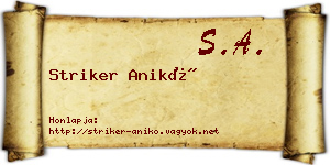 Striker Anikó névjegykártya